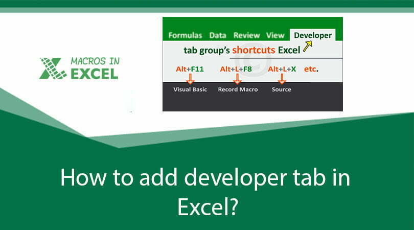how to get the developer tab in excel